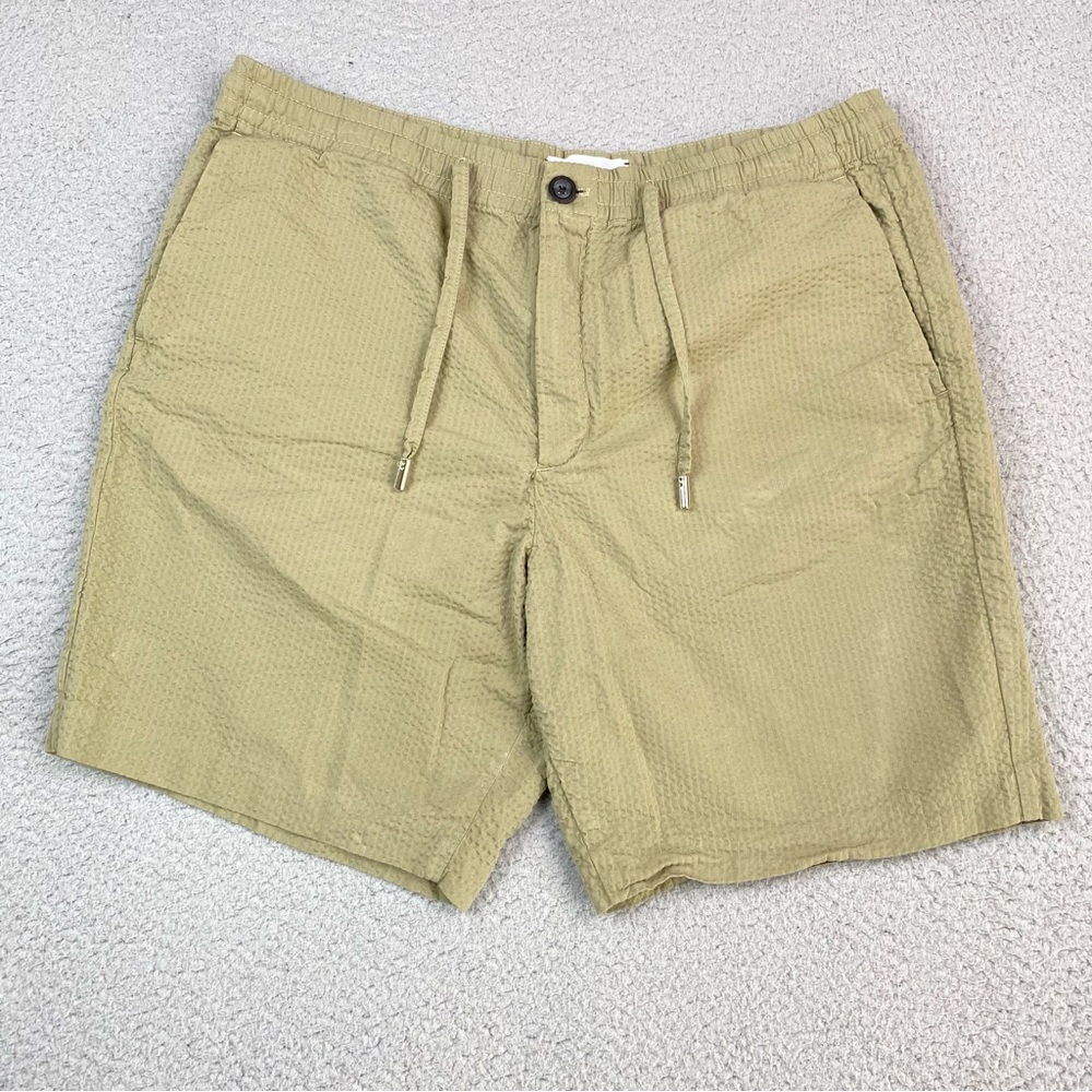 Mr Porter Men's Size 36 Beige Elastic Waist Drawstring Textured Chino Shorts *